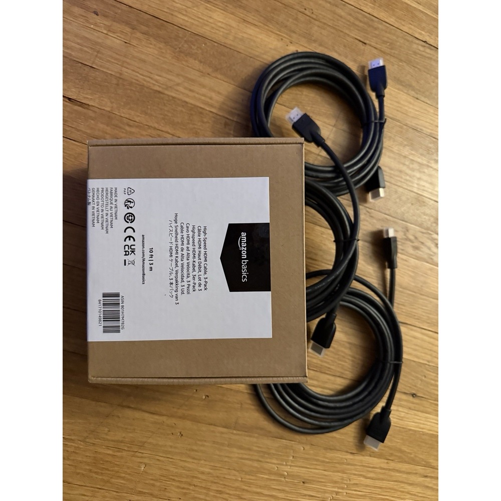 Amazon Basics HDMI Cable 3-Pack 10ft | High Speed 18Gbps 4K UHD HDR NEW
